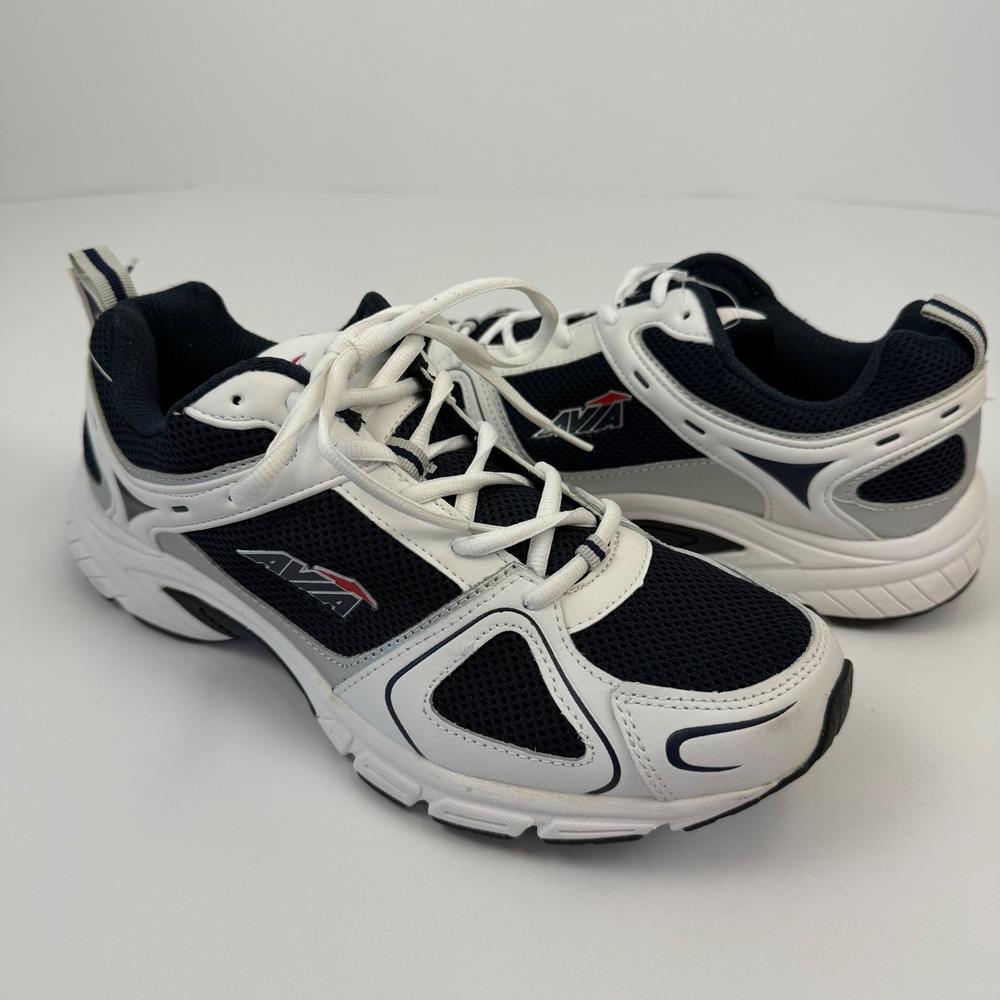 Avia Mens Running Shoes White Navy Blue Athletic Sneakers A5024MWDS Size 11 NET